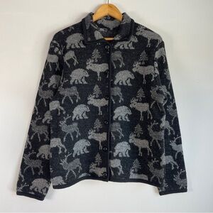 Lisa International Collared Bear Moose Knit Cardigan Size XL NEW‎ Cottagecore